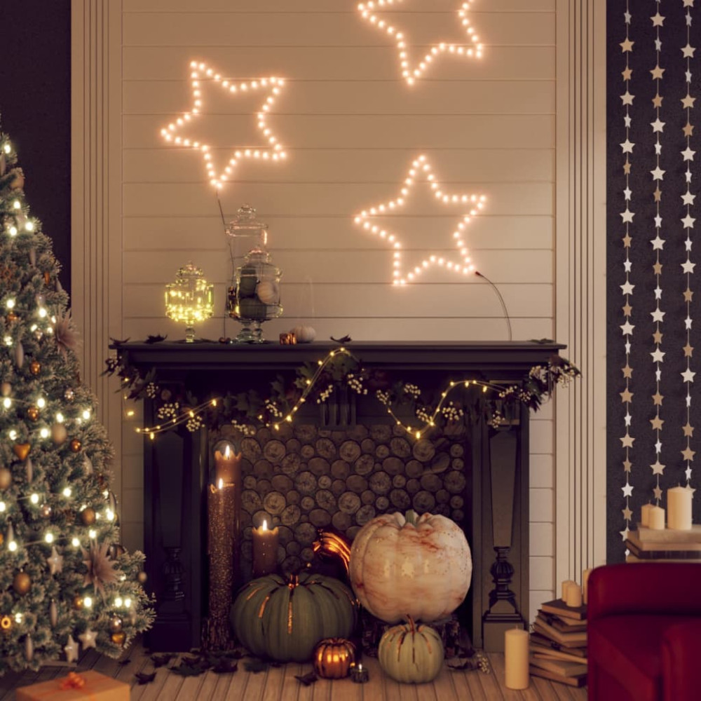 Julstjärna ljusslingor 2 st med 48 LEDs varmvit 56 cm