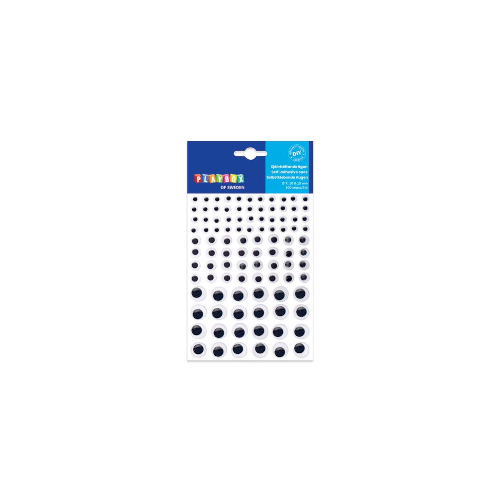 Plastögon PET svart/vit 100/fp Playbox