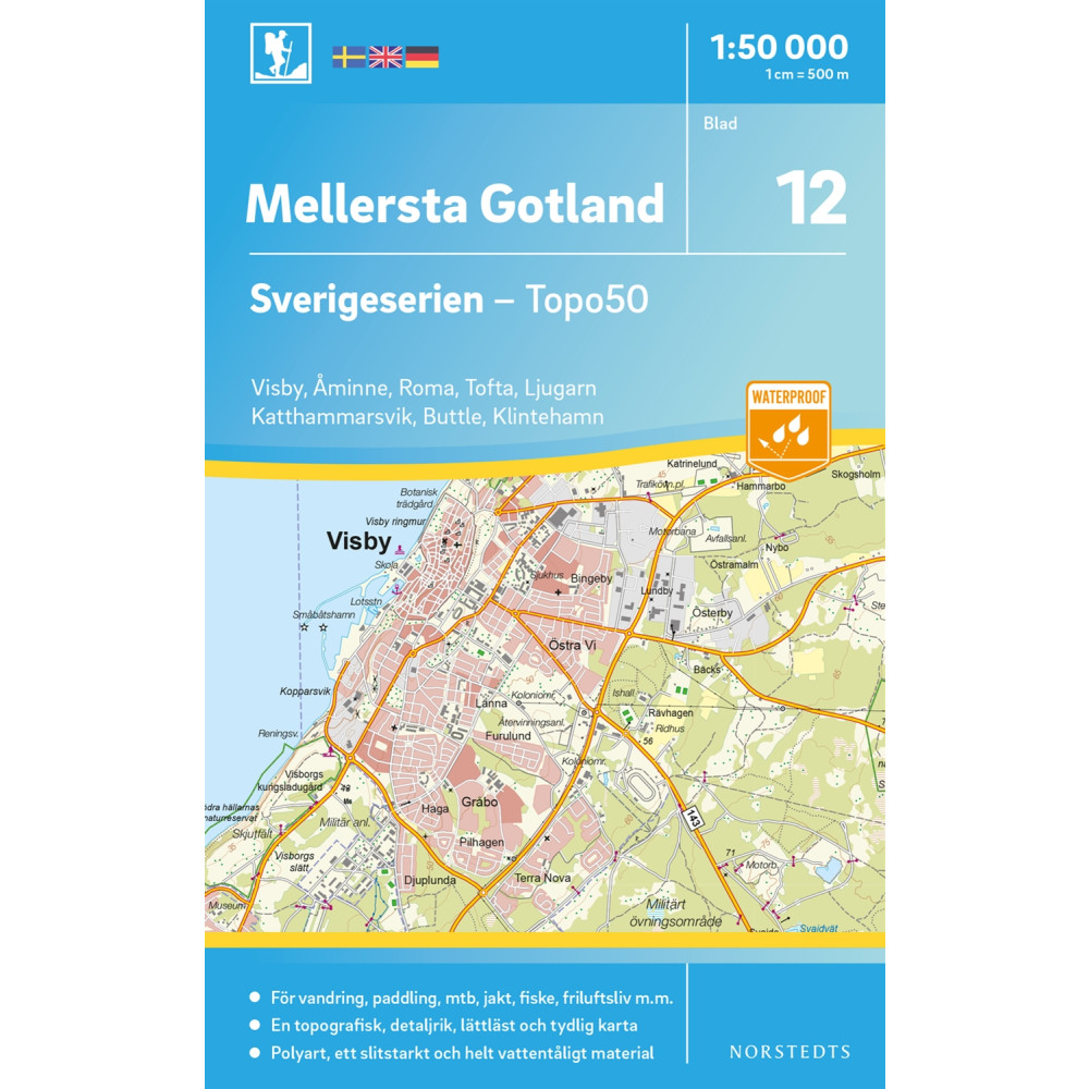 12 Mellersta Gotland Sverigeserien Topo50 : Skala 1:50 000 NORSTEDTS