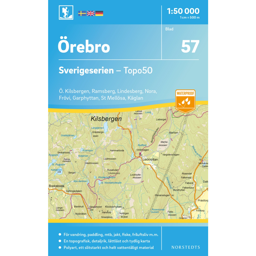 57 Örebro Sverigeserien Topo50 : Skala 1:50 000 NORSTEDTS