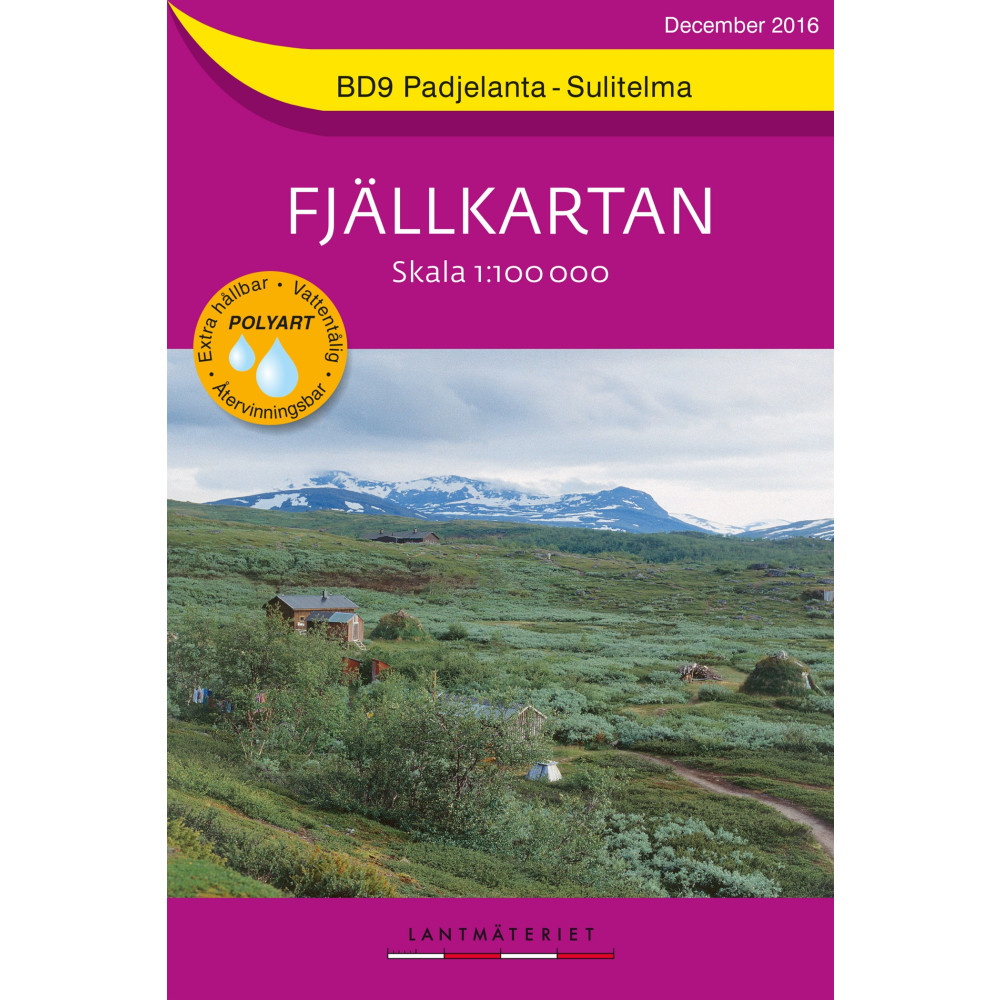 BD9 Padjelanta-Sulitelma Fjällkartan : Skala 1:100000 NORSTEDTS