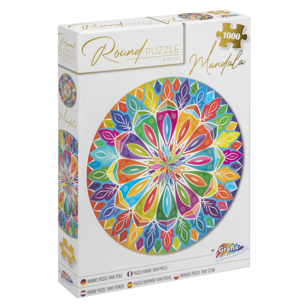 Pussel 1000 bitar : Mandala, runt, diameter 68 cm Legind A/S