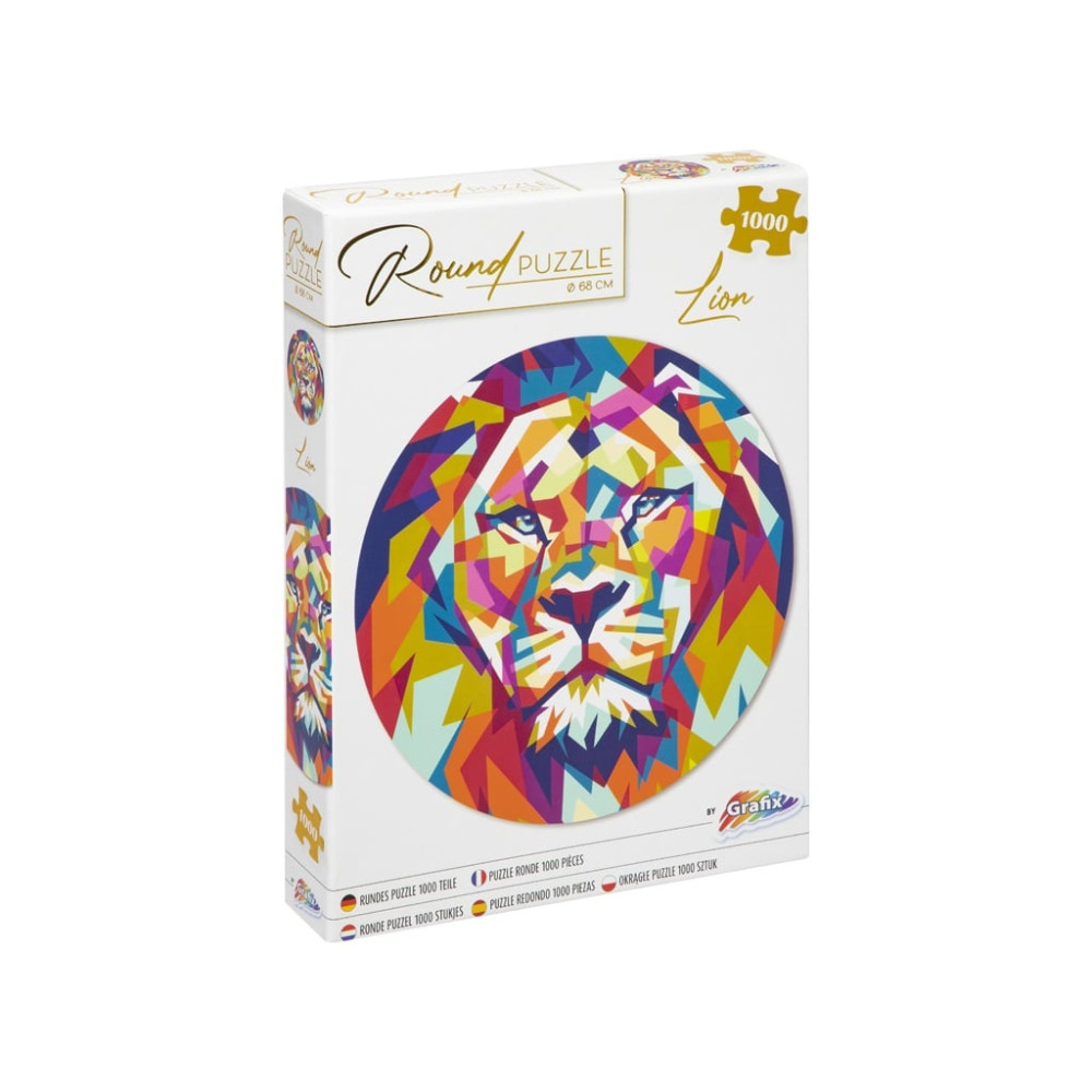 Pussel 1000 bitar : Lejon, runt, diameter 68 cm Legind A/S