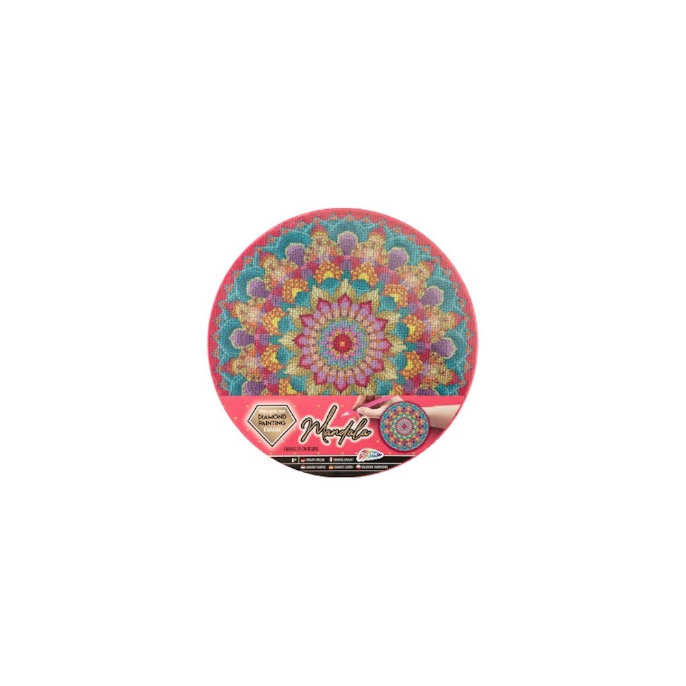 Diamond painting på duk : Mandala, rosa, runt, diameter 30 cm Legind A/S