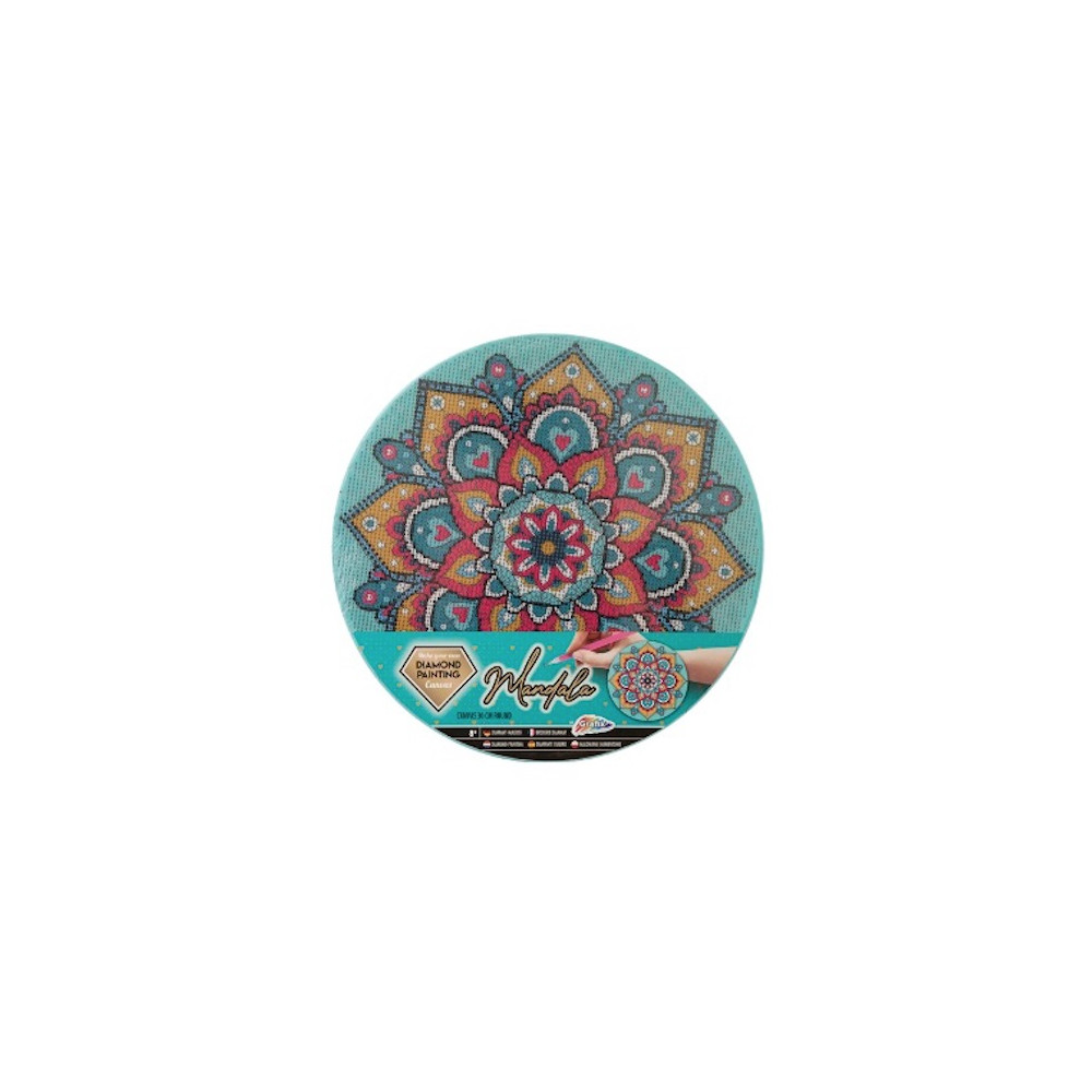 Diamond painting på duk : Mandala, turkos, runt, diameter 30 cm Legind A/S