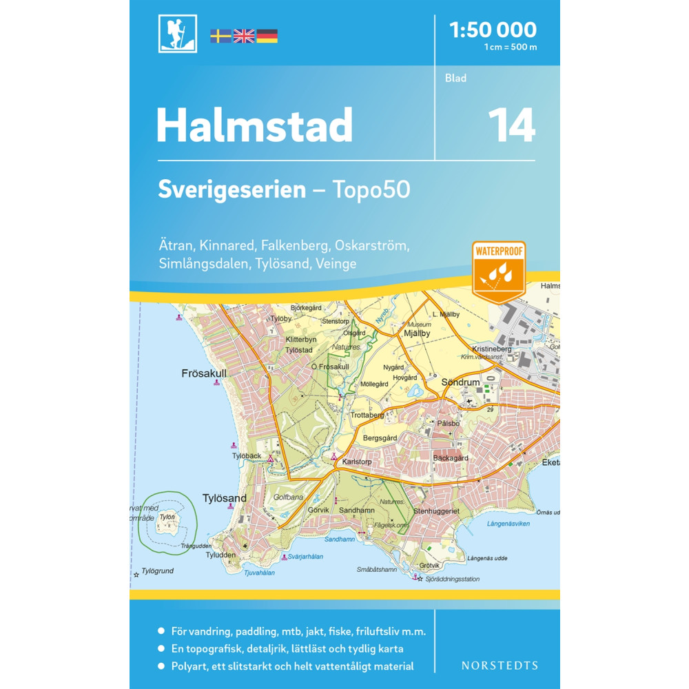 14 Halmstad Sverigeserien Topo50 : Skala 1:50 000 NORSTEDTS