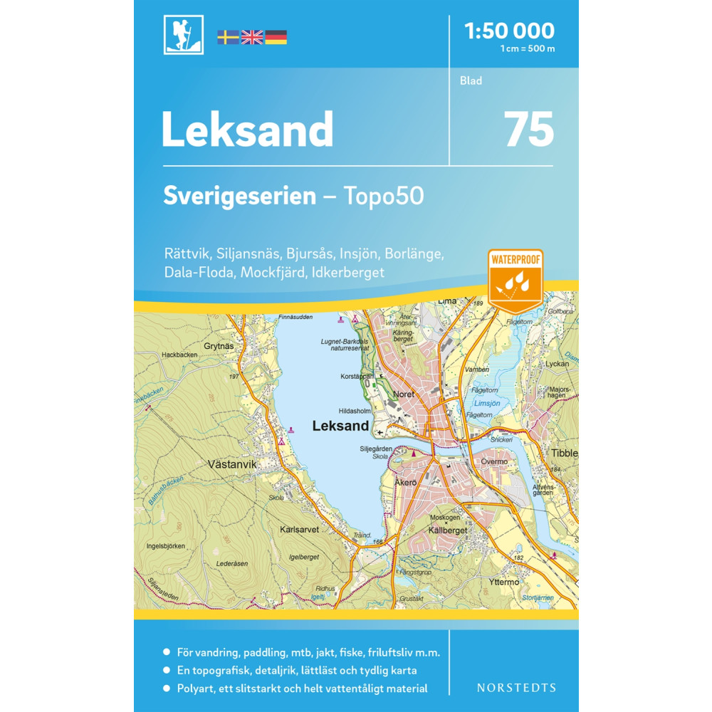 75 Leksand Sverigeserien Topo50 : Skala 1:50 000 NORSTEDTS