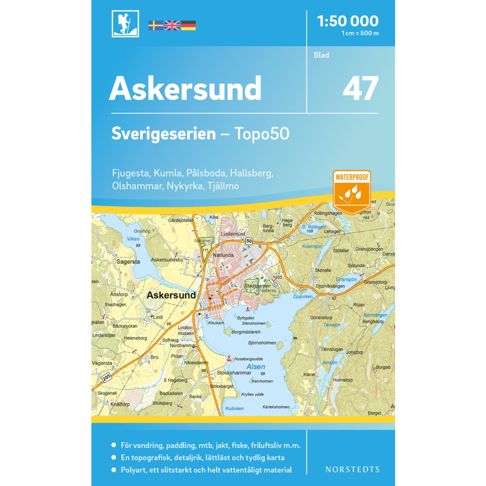47 Askersund Sverigeserien Topo50 : Skala 1:50 000 NORSTEDTS