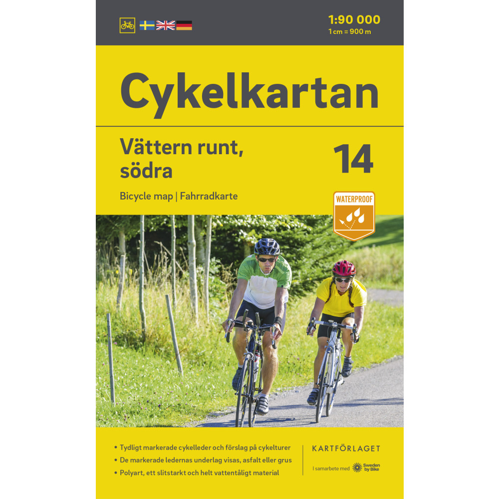 Cykelkartan Blad 14 Vättern runt, södra delen 2023-2025 Kartförlaget