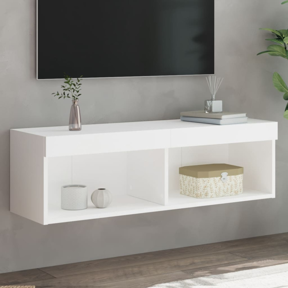 Tv-bänk med LED-belysning vit 100x30x30 cm