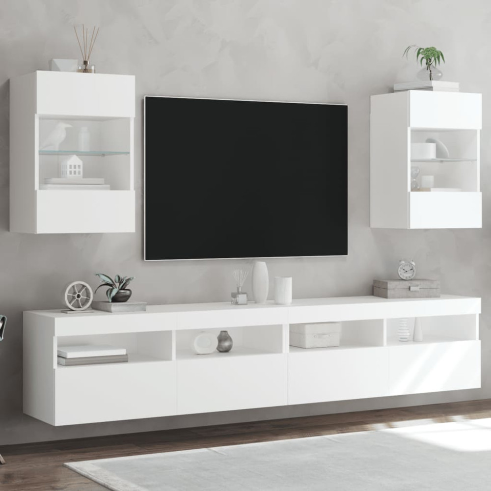 Nástenné skrinky s LED osvetlením pre TV 2 st vit 40x30x60,5 cm