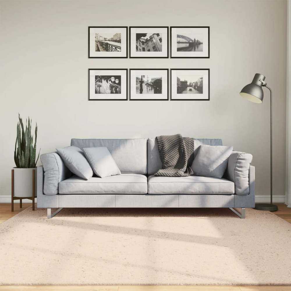 Mjuk matta HUARTE med kort lugg tvättbar beige 200x200 cm