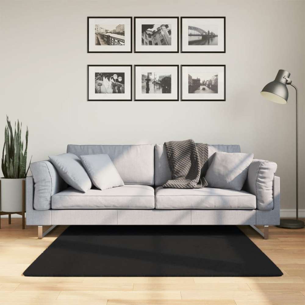 Mjuk matta HUARTE med kort lugg tvättbar svart 120x120 cm