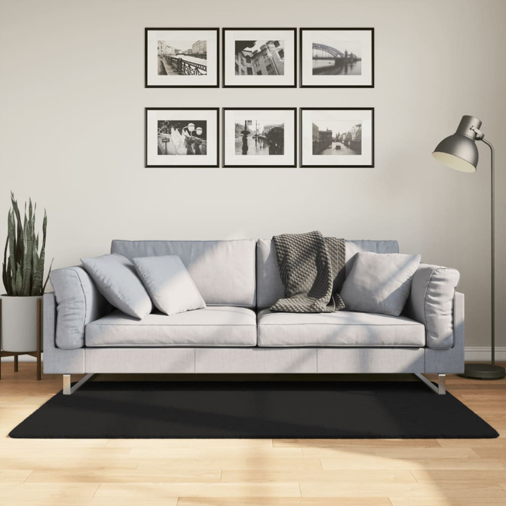 Mjuk matta HUARTE med kort lugg tvättbar svart 80x150 cm