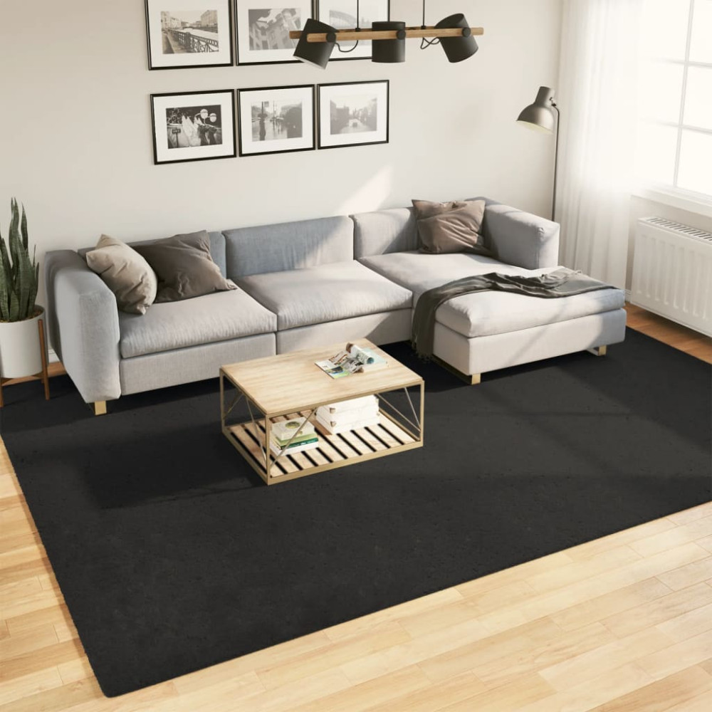 Mjuk matta HUARTE med kort lugg tvättbar svart 240x340 cm