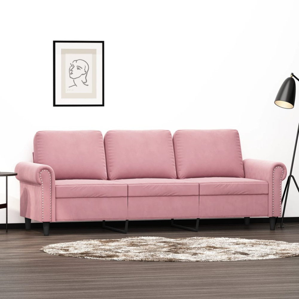 3-sitssoffa rosa 180 cm sammet
