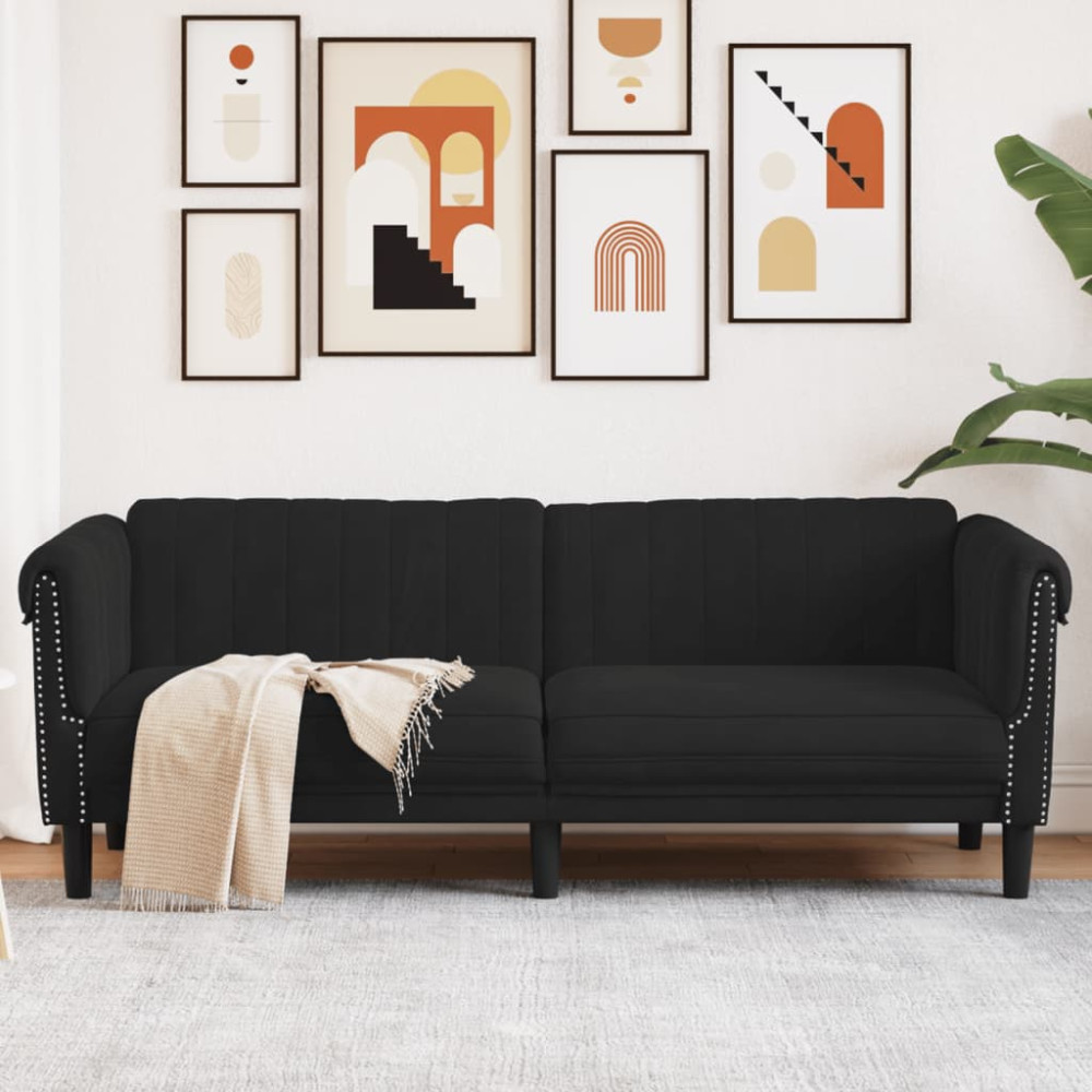 Soffa 3-sits svart sammet