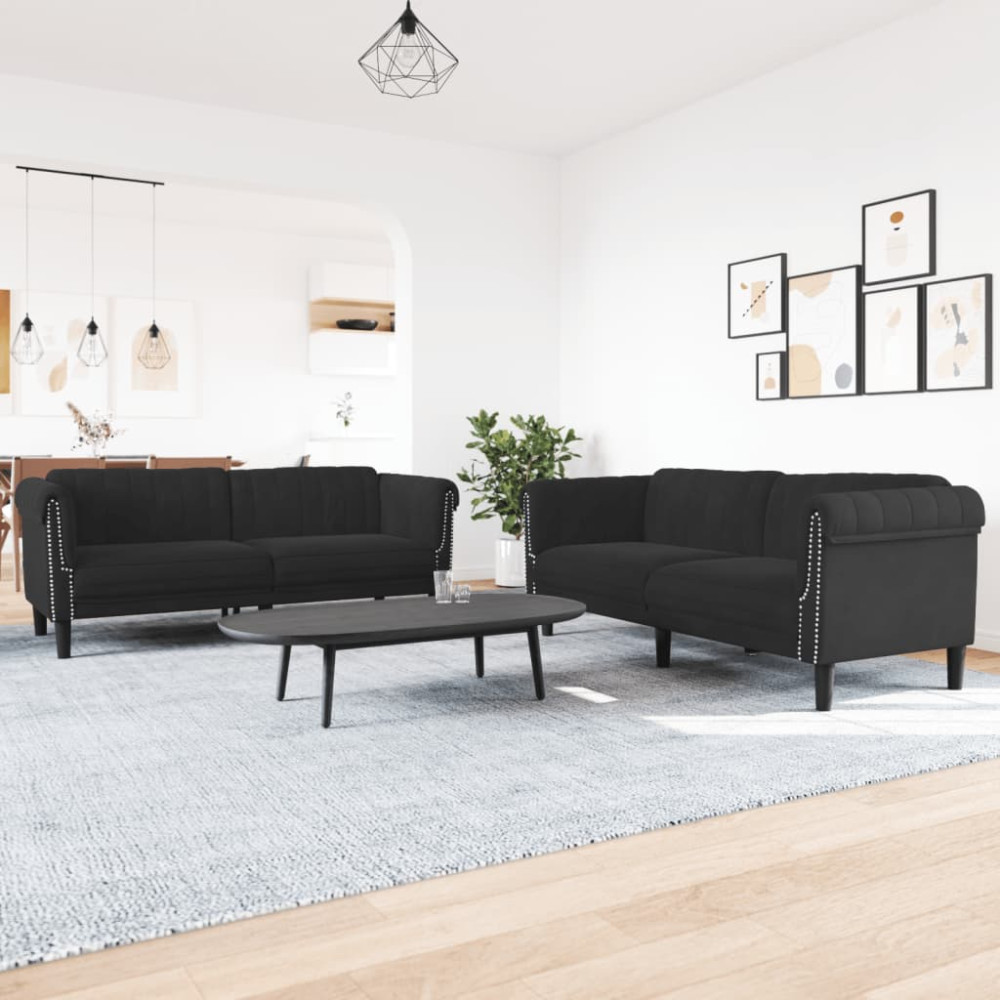 Soffgrupp 2 delar svart sammet