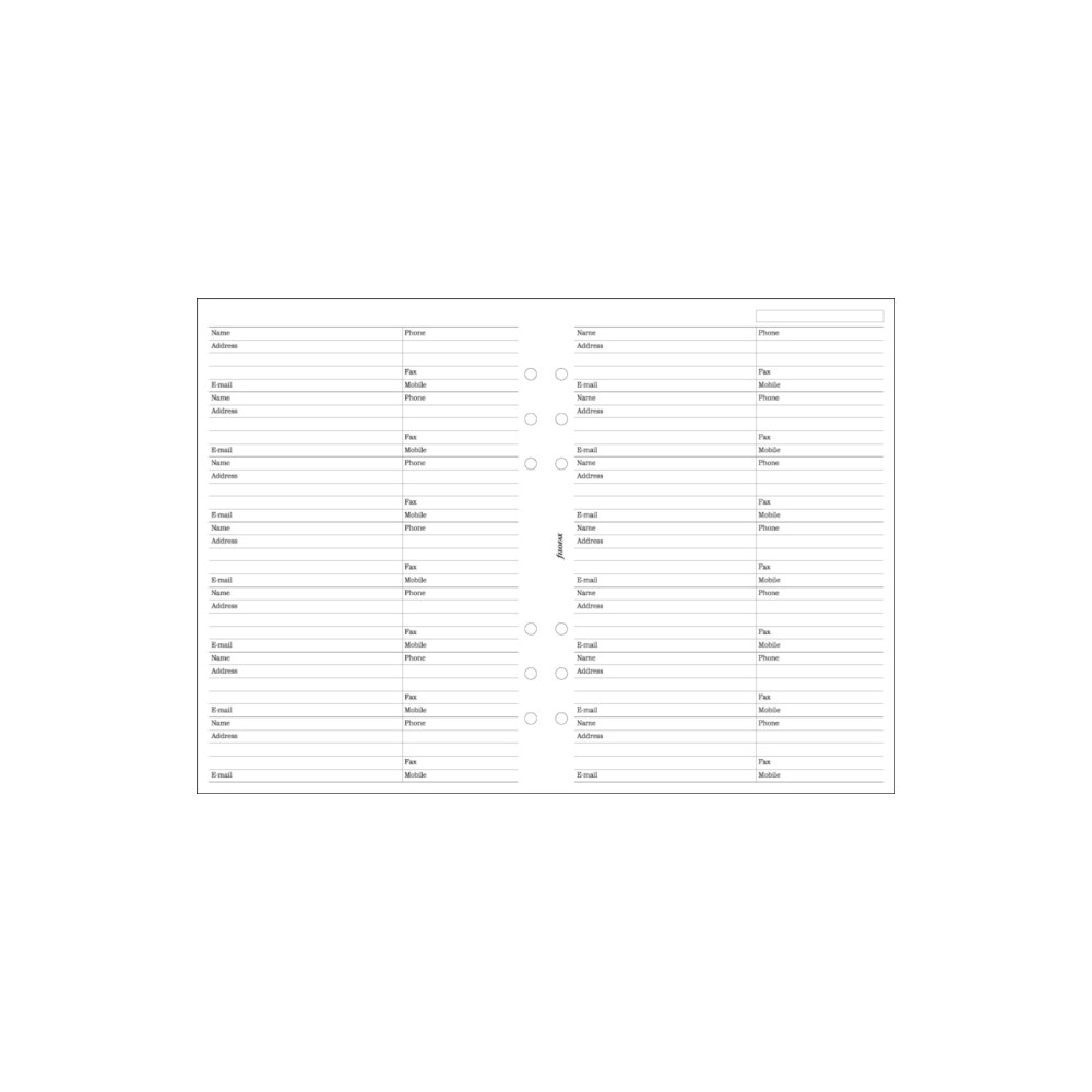 Filofax A5 Name, address, email, telephone, fax, mobile refill (häftad, english) Filofax