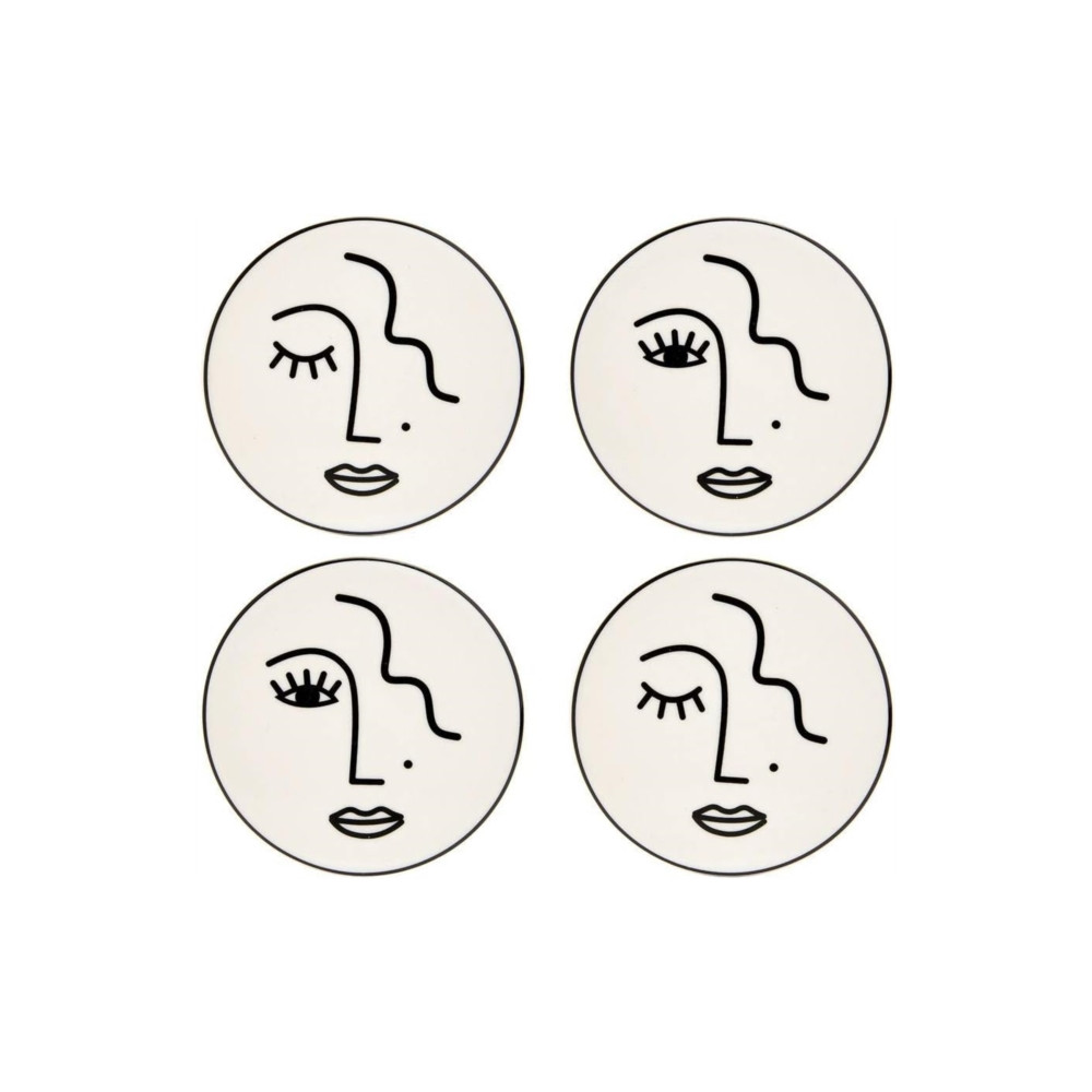 Sass & Belle Abstract Face White Coasters - Set Of 4 (häftad, english) SASS & BELLE