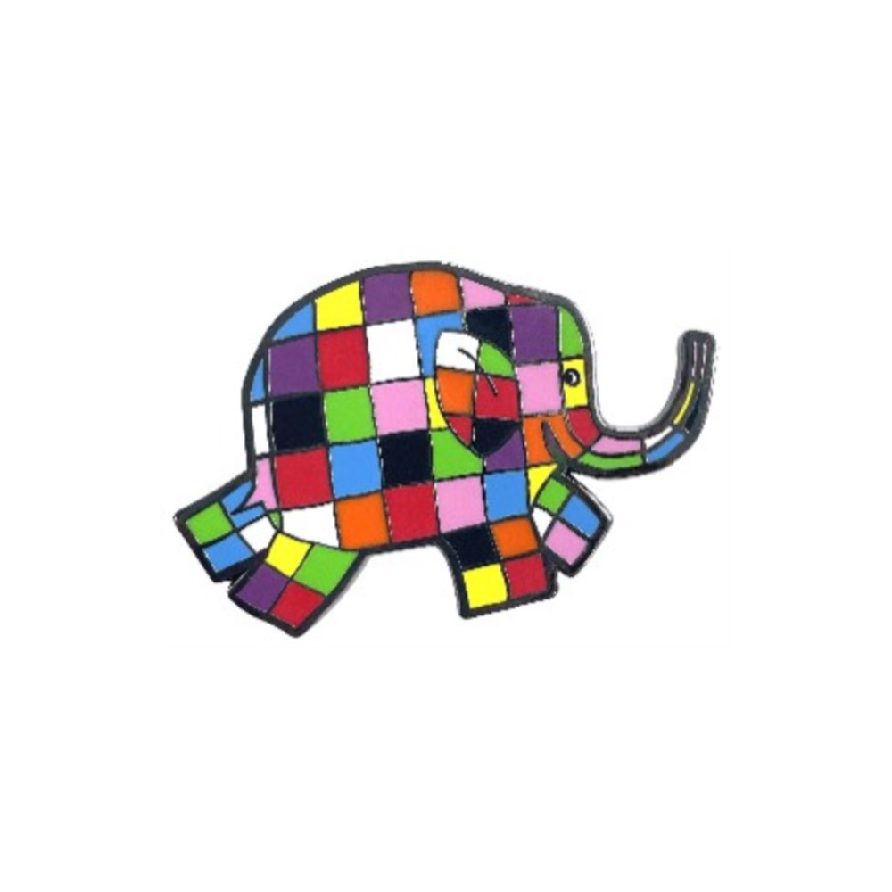 Elmer is Patchwork Pin Badge Pawprint Family