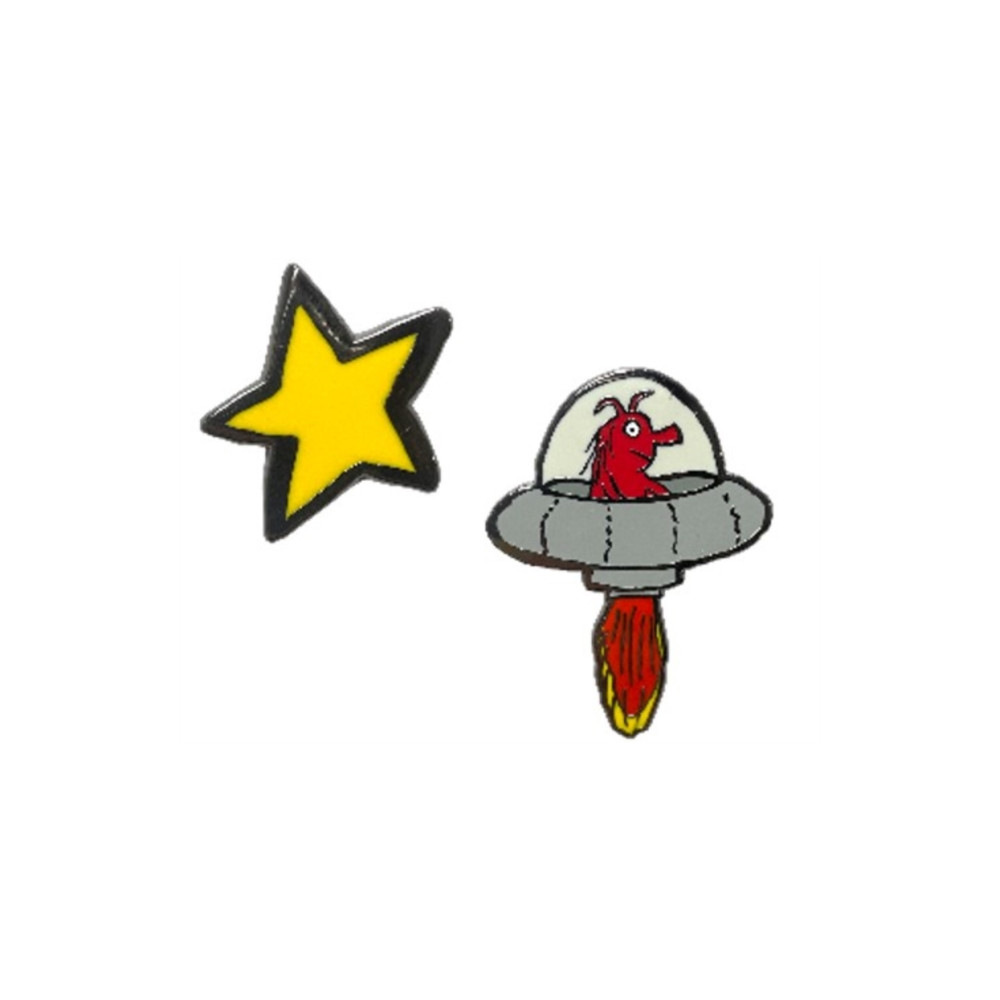 UFO & Star Pin Badge Set Pawprint Family