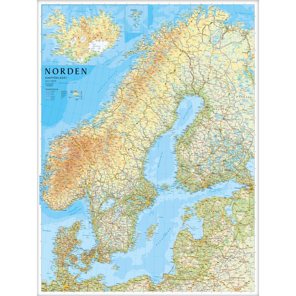 Norden väggkarta, miljö i papptub, Kartförlaget - LAMINERAD Kartförlaget