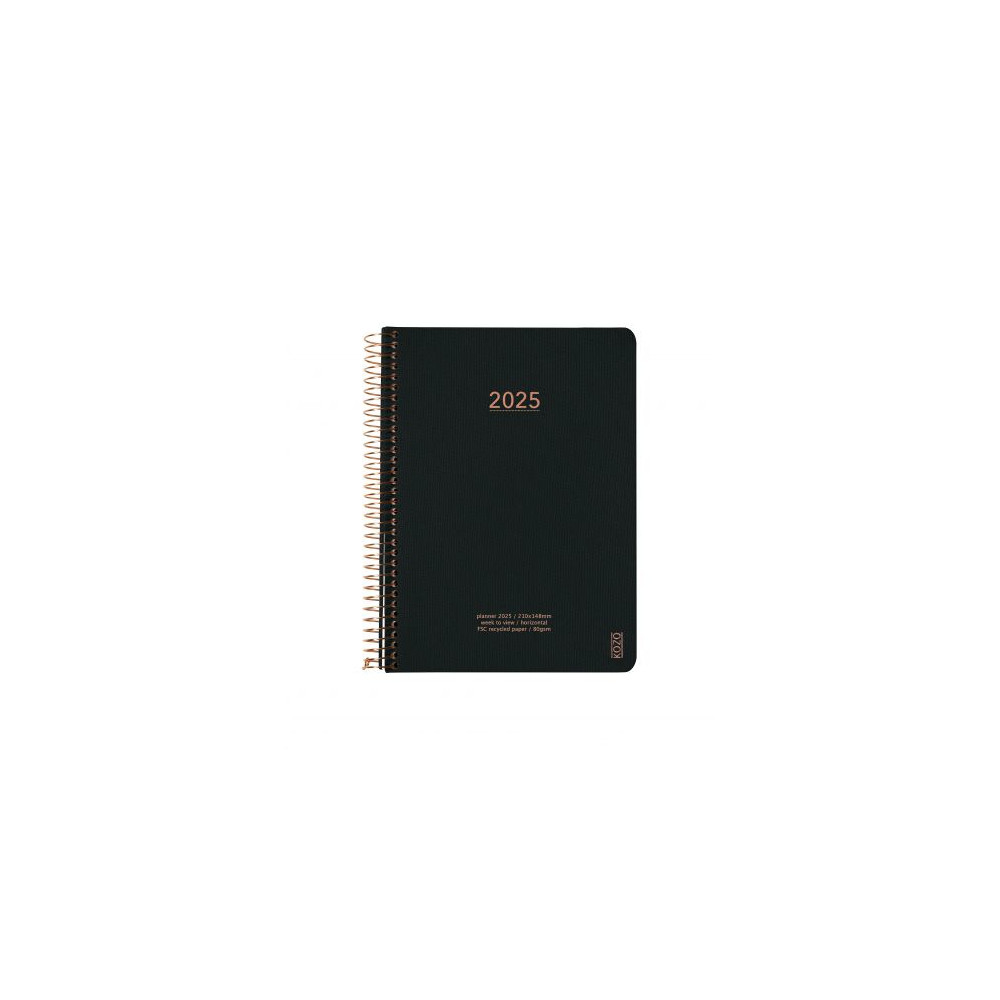 KOZO Kalender 2025 A5 Vecka per uppslag Black Kozo