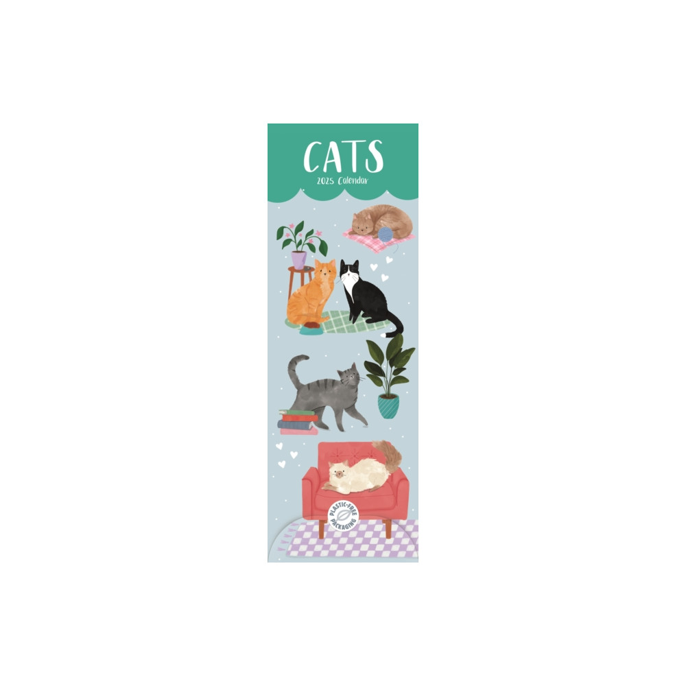 Cats Illustrated Slim Calendar 2025 (häftad, english) Carousel Calendars