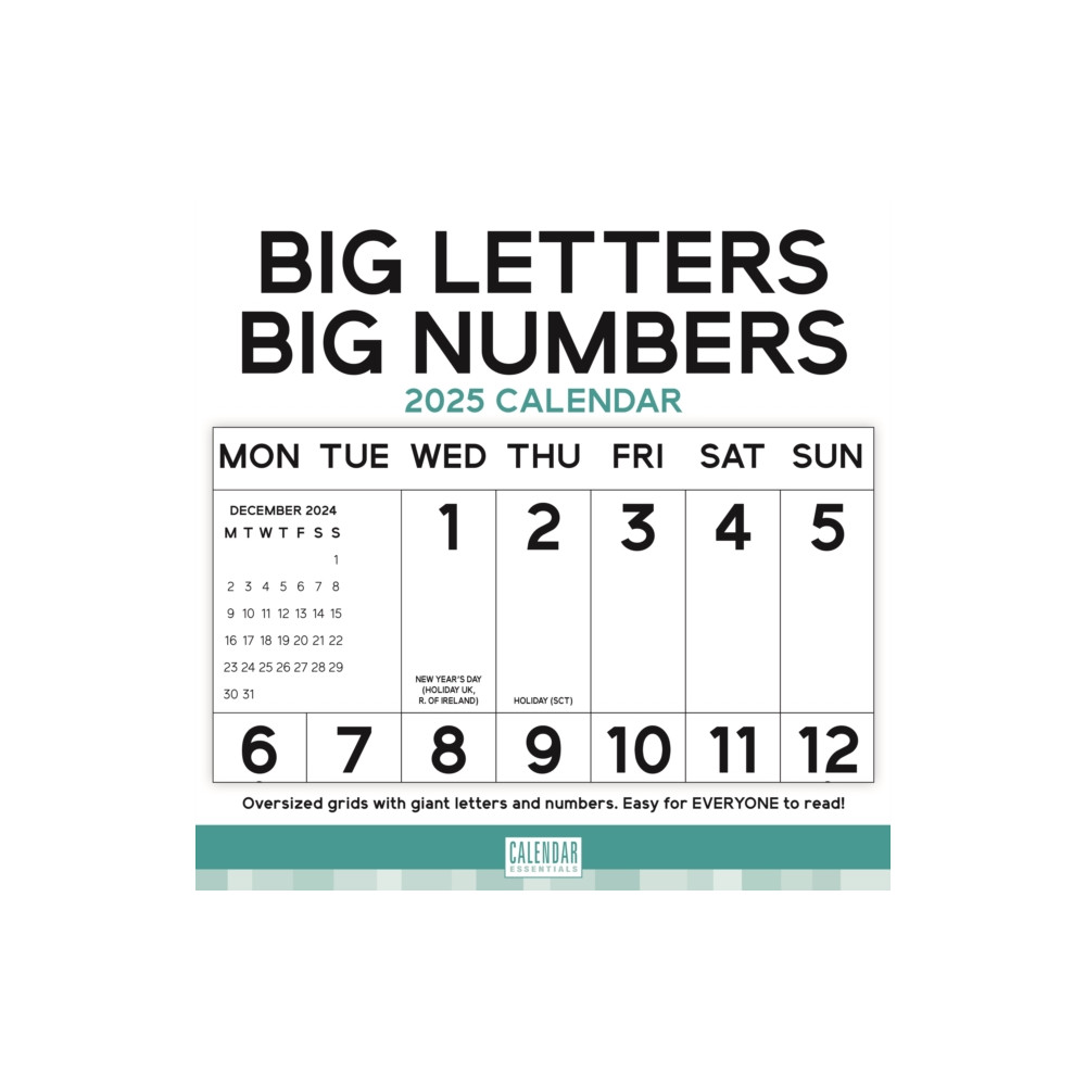 Essential Big Letters Big Numbers Square Wall Calendar 2025 (häftad, english) Carousel Calendars