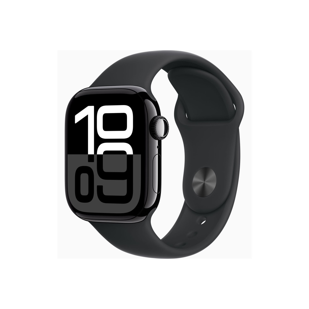 Apple Watch Series 10 (GPS) - jet black aluminium - smart klocka med sportband - svart - 64 GB