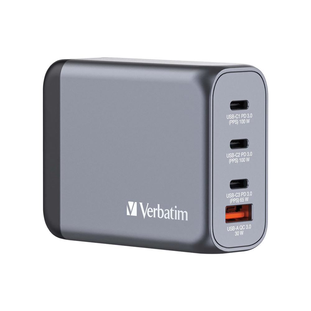 Verbatim strömadapter - GaN - 3 x USB-C, USB - 100 Watt