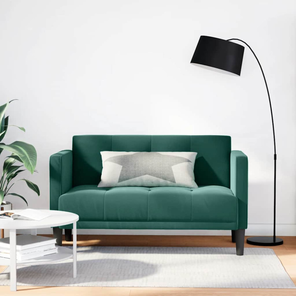 Loveseat soffa mörkgrön 111 cm sammet