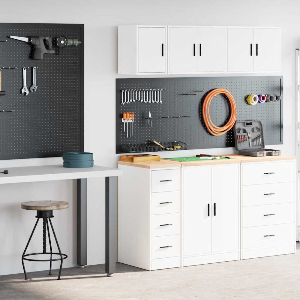 Garageskåp 2 st, vit, konstruerat trä