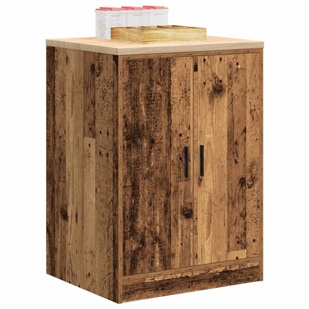 Garageskåp gammalt trä 60x51x85 cm massivt trä furu