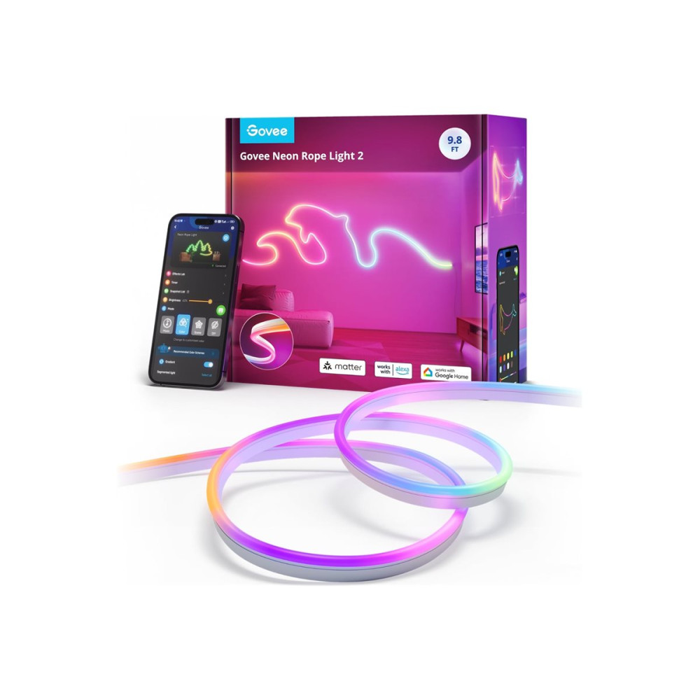 Govee Neon Rope Light 2 H61D3 - ljusslinga - LED - 36 W - RGBIC - 5000 K - vit