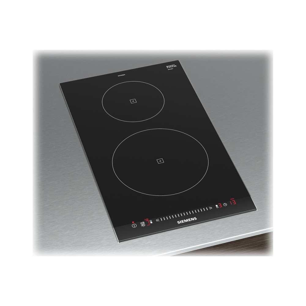 Siemens iQ100 EH375FBB1E induktionshäll - 30 cm - borstad aluminium/svart - keramik - med sidokanter i rostfritt stål, -...