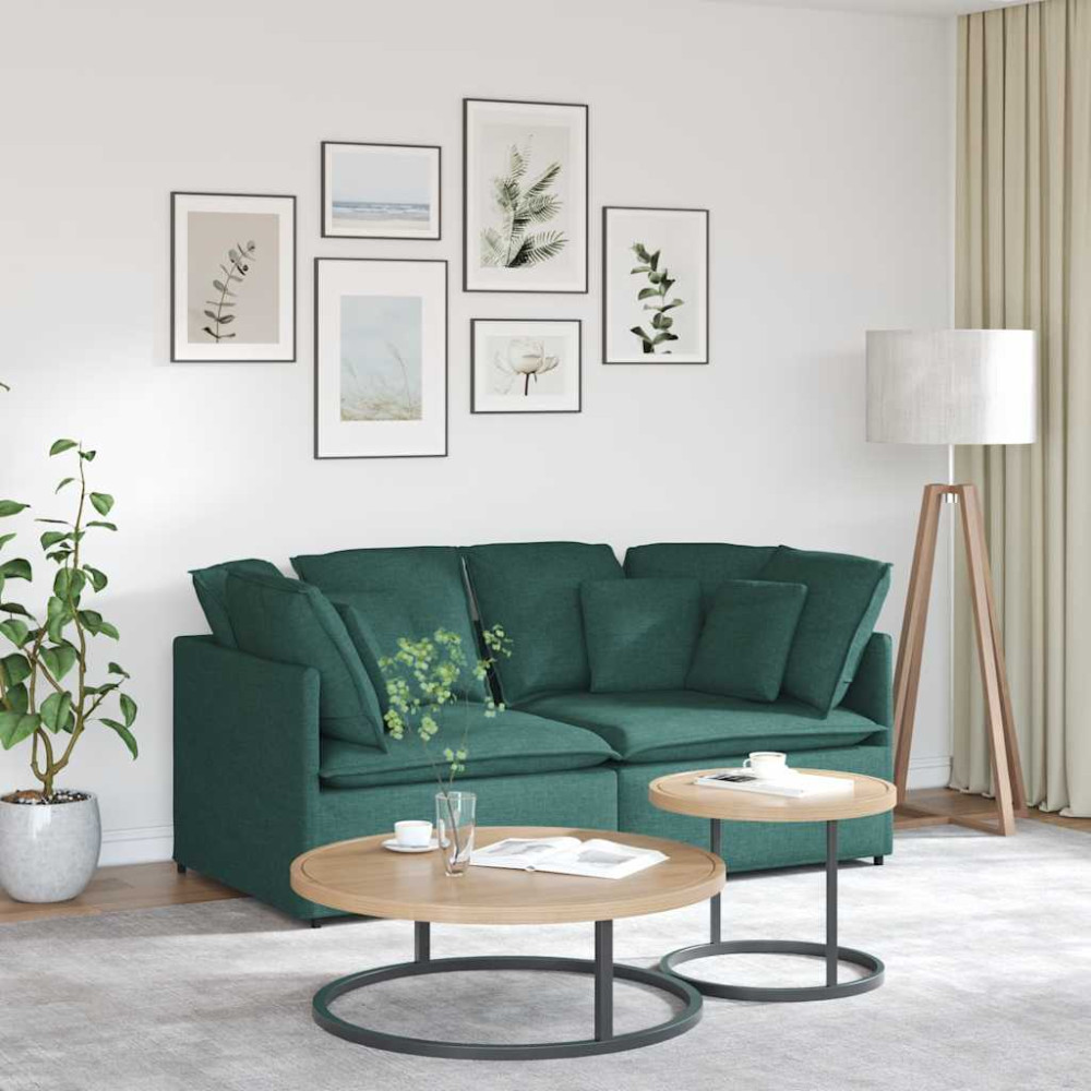 Modulsoffa med dynor i tyg mörkgrön