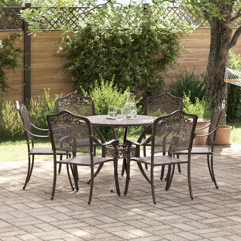 Trädgårdsmöbelset 7 pcs Brons 90 x 90 x 75 cm Gjutet Aluminium