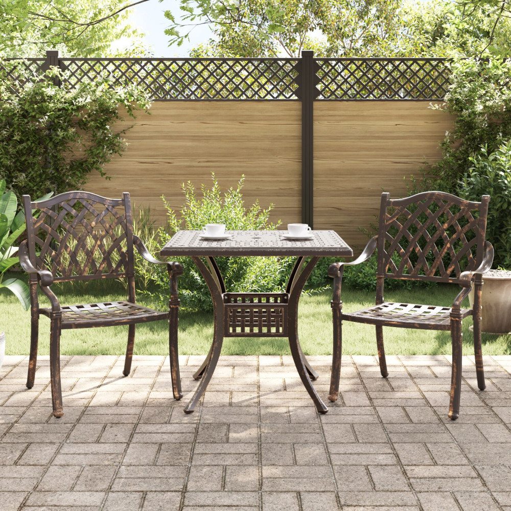 Trädgårdsbord Set 3 pcs Brons 80 x 80 x 75 cm Gjutet Aluminium