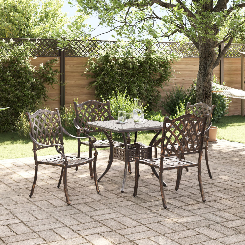 Trädgårdsbord Set 5 pcs Brons 80 x 80 x 75 cm Gjutet Aluminium