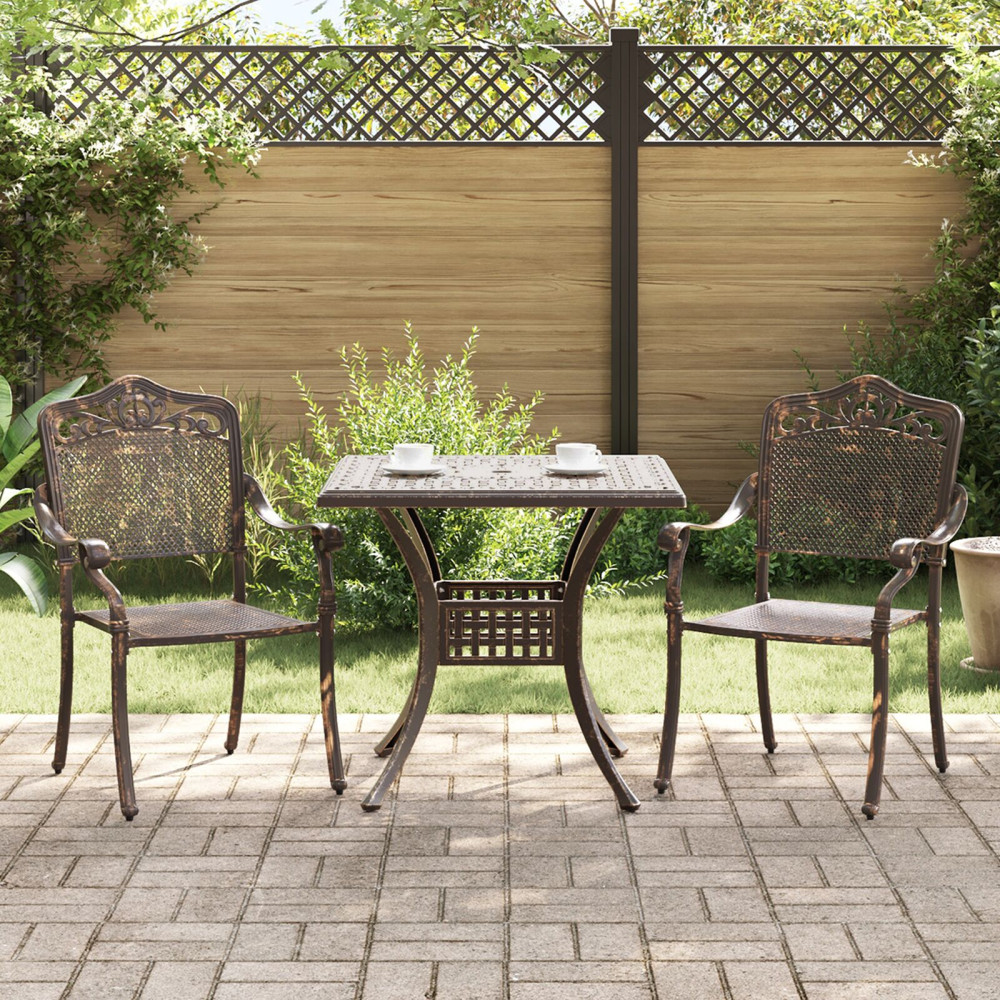 Trädgårdsbord Set 3 pcs Brons 80 x 80 x 75 cm Gjutet Aluminium