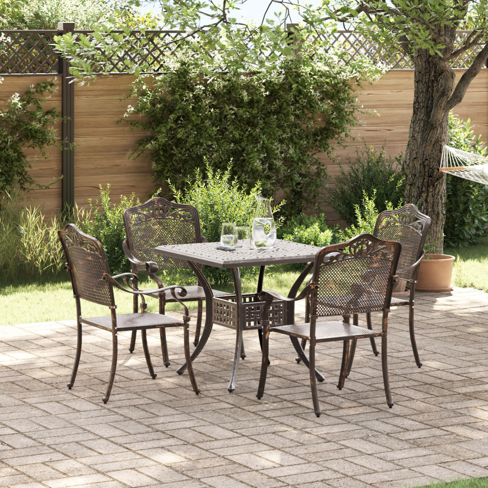 Trädgårdsbord Set 5 pcs Brons 80 x 80 x 75 cm Gjutet Aluminium