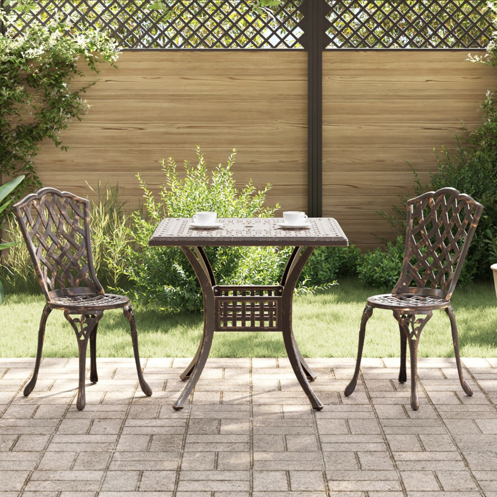 Trädgårdsbord Set 3 pcs Brons 80 x 80 x 75 cm Gjutet Aluminium