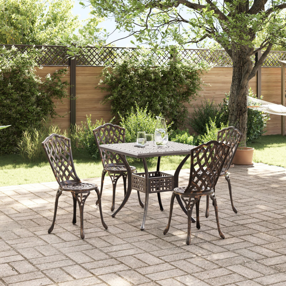 Trädgårdsbord Set 5 pcs Brons 80 x 80 x 75 cm Gjutet Aluminium