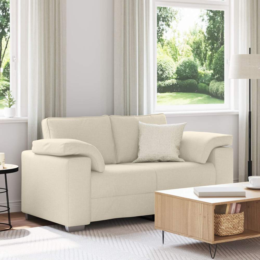 Soffa med kudde med kudde Beige 160 x 77 x 82 cm Linne