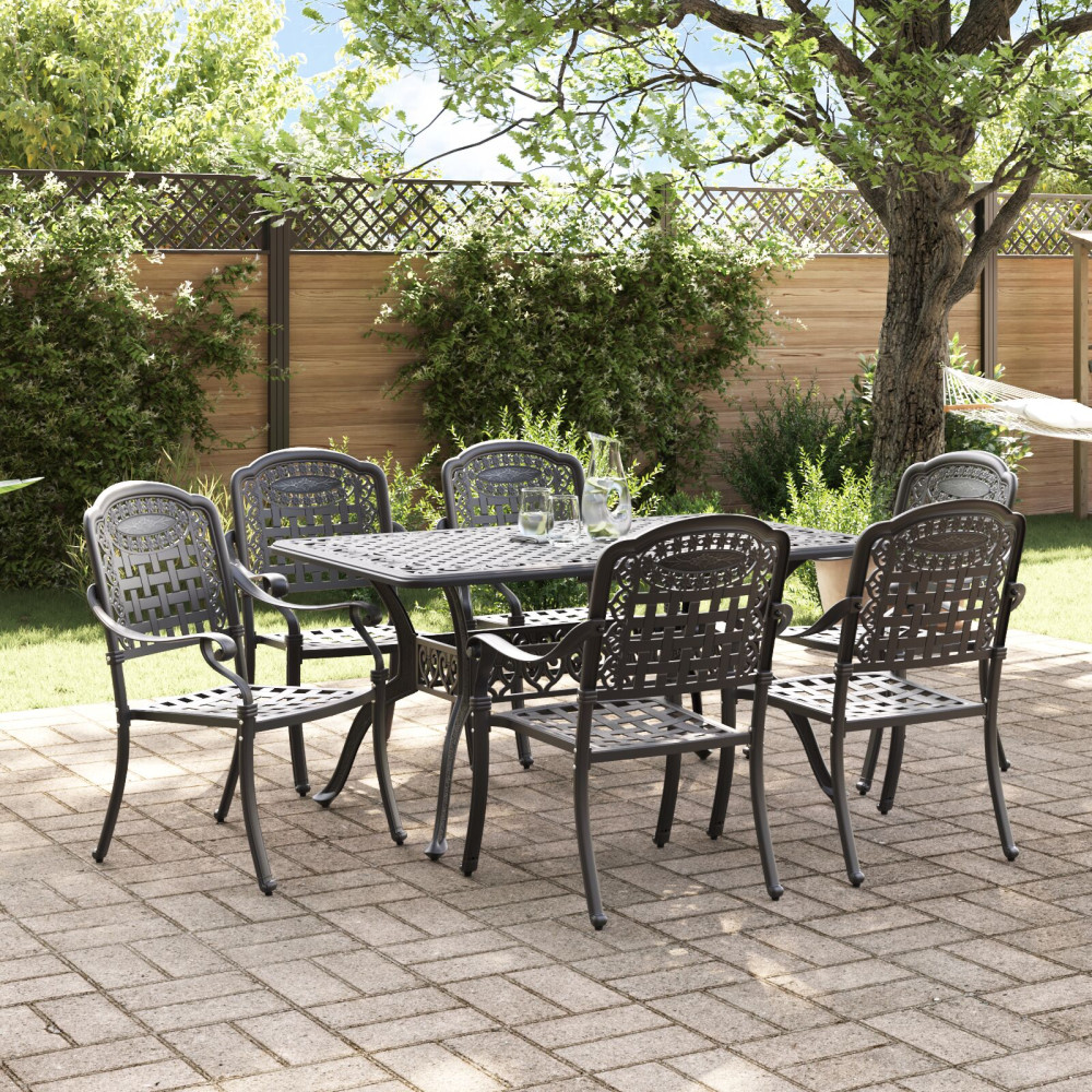 Trädgårdsmöbelset 7 pcs Svart Aluminium