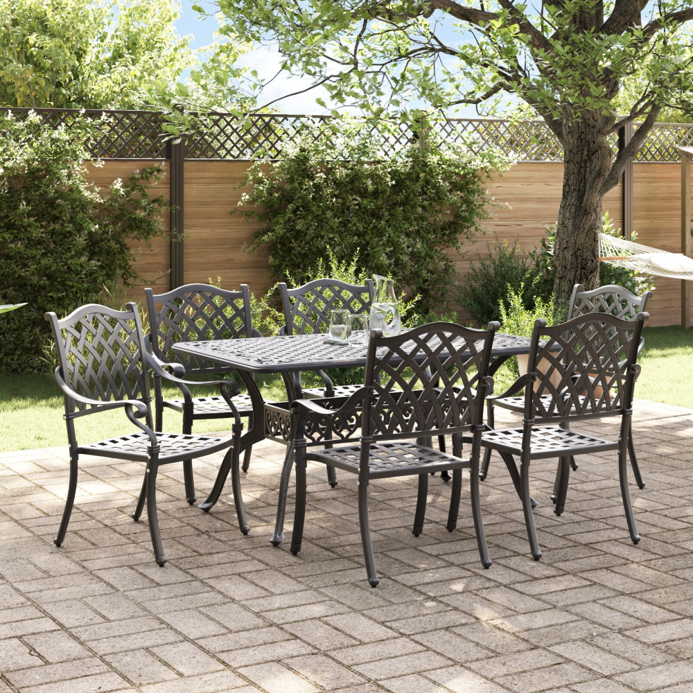 Trädgårdsmöbelset 7 pcs Svart Aluminium