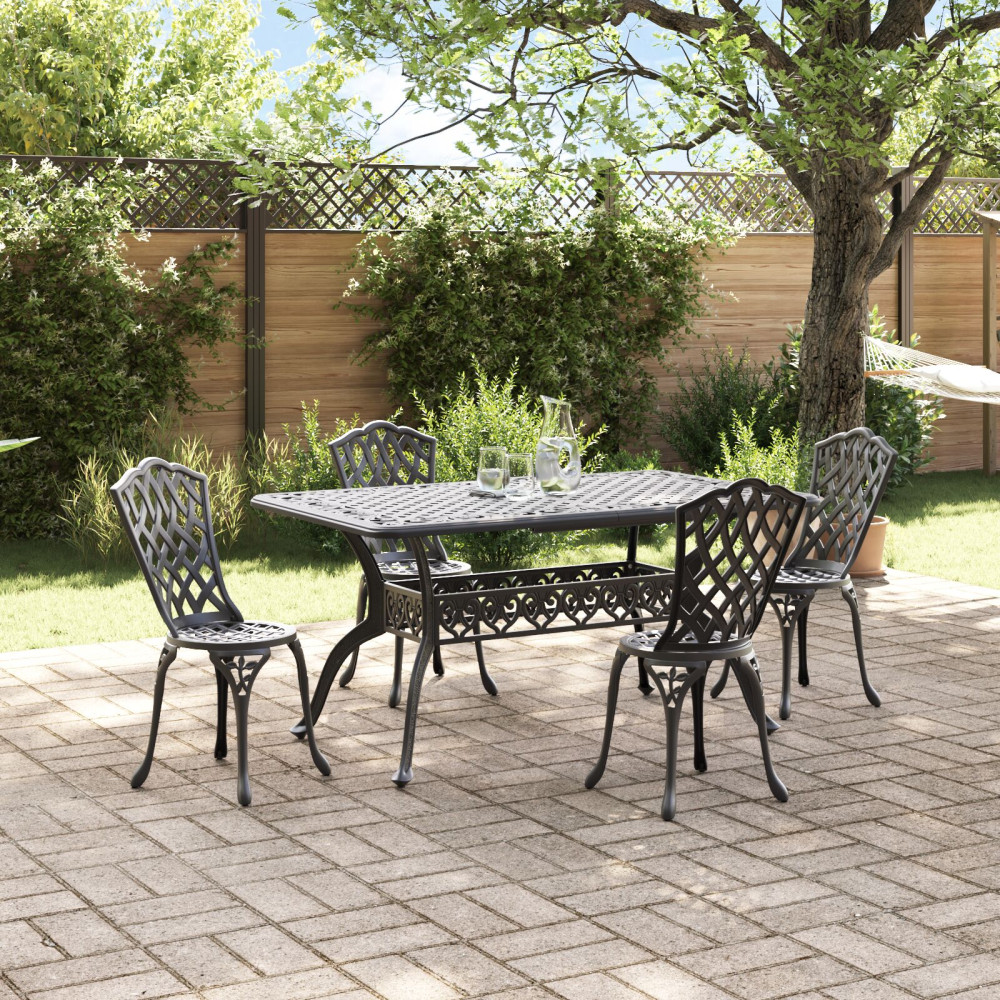 Trädgårdsmöbelset 5 pcs Svart Aluminium