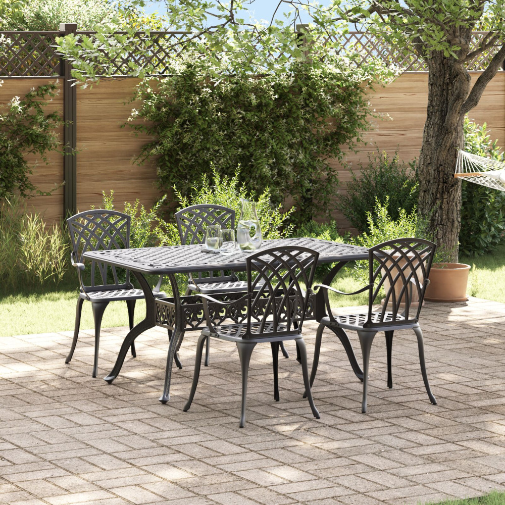 Trädgårdsmöbelset 5 pcs Svart Aluminium